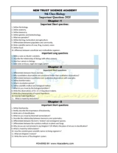 9th Class Biology guess paper for Lahore board exams. Important questions to help you score high.