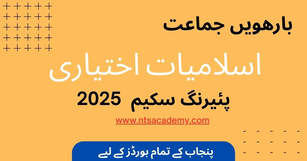 2nd Year Islamiyat Elective Pairing Scheme 2025. Overview of topics/paper breakdown.