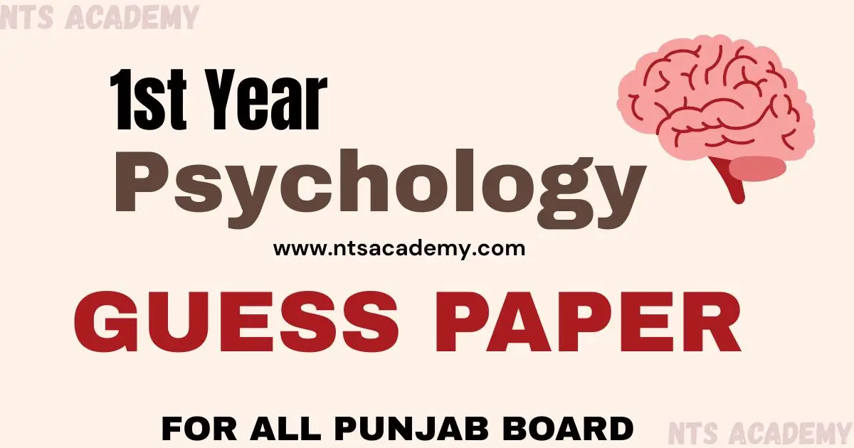 "1st Year Psychology Guess Paper 2025 - key topics & expected questions for exam prep."